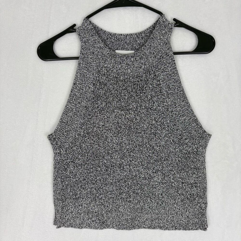 Wilfred Aritzia Black & White Knit High Neckline Tank Top Size Small